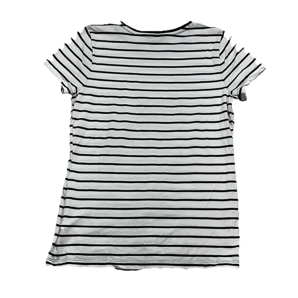 Lauren Ralph Lauren Womens Medium Top Shirt Nautical Stripe Beach Cotton Modal - Picture 7 of 7